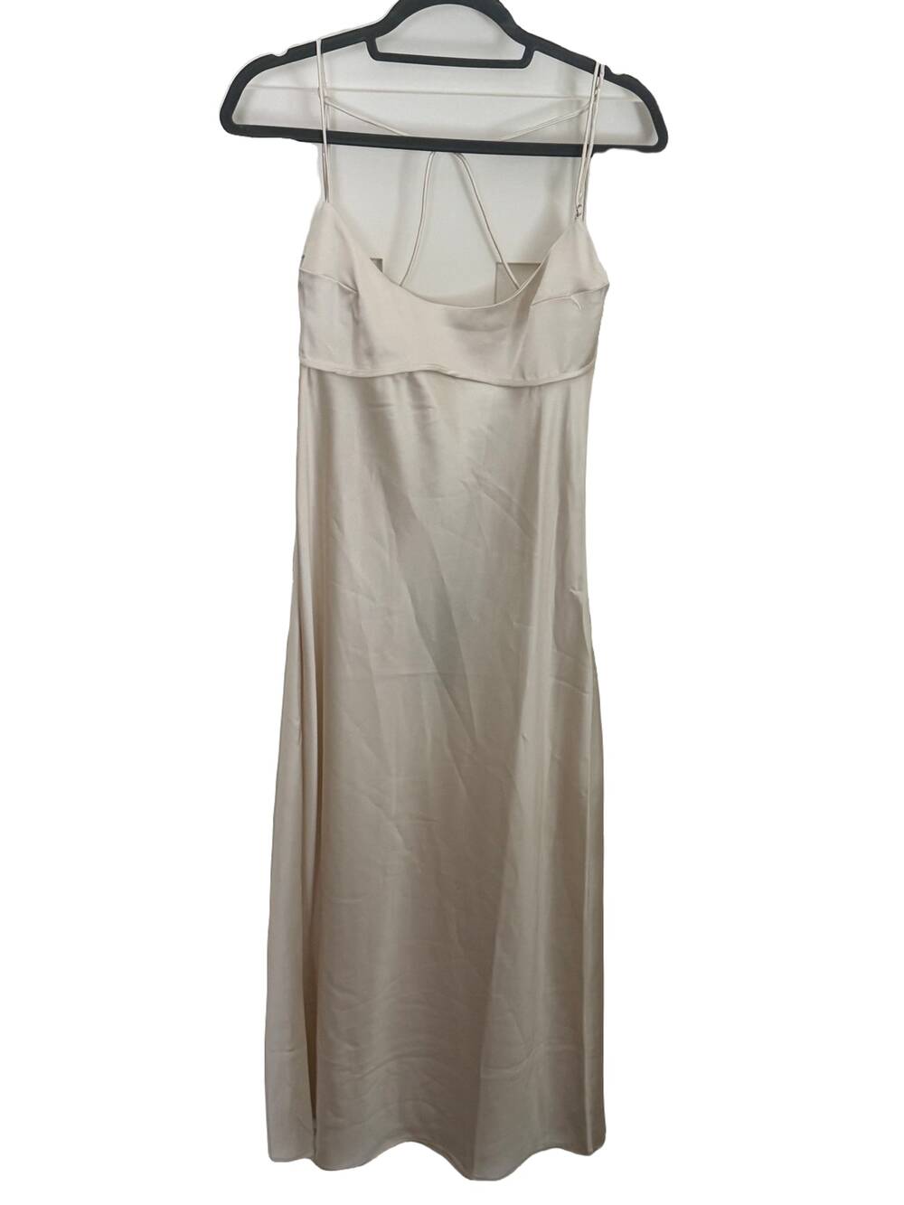 Fashion Nova Satin Going Out Dress Cream Size L